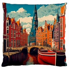 London England Bridge Europe Buildings Architecture Vintage Retro Town City Large Cushion Case (one Side) by Maspions