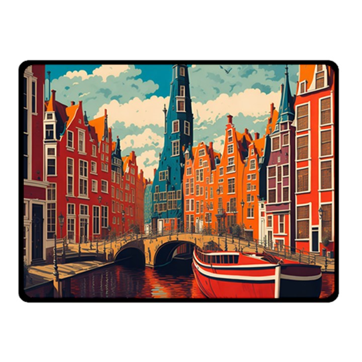 London England Bridge Europe Buildings Architecture Vintage Retro Town City Two Sides Fleece Blanket (Small)