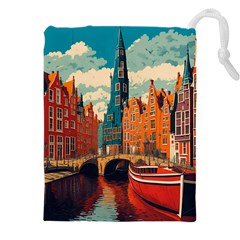 London England Bridge Europe Buildings Architecture Vintage Retro Town City Drawstring Pouch (5xl)