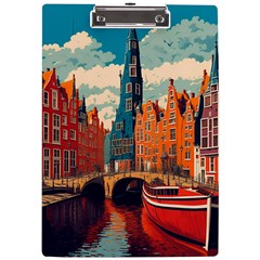 London England Bridge Europe Buildings Architecture Vintage Retro Town City A4 Acrylic Clipboard by Maspions