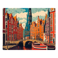 London England Bridge Europe Buildings Architecture Vintage Retro Town City Premium Plush Fleece Blanket (large)