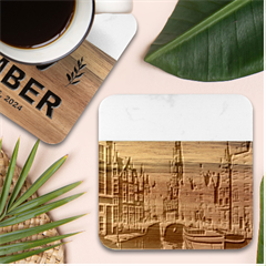 London England Bridge Europe Buildings Architecture Vintage Retro Town City Marble Wood Coaster (square)