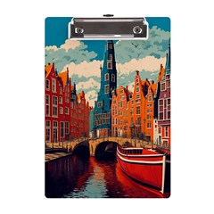 London England Bridge Europe Buildings Architecture Vintage Retro Town City A5 Acrylic Clipboard by Maspions