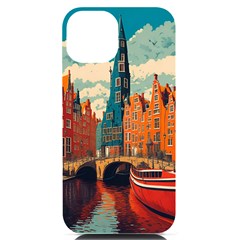 London England Bridge Europe Buildings Architecture Vintage Retro Town City Iphone 14 Black Uv Print Case by Maspions