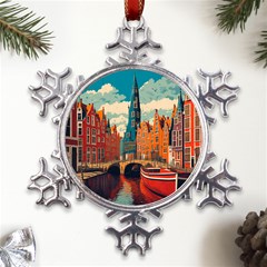 London England Bridge Europe Buildings Architecture Vintage Retro Town City Metal Large Snowflake Ornament by Maspions