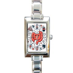 Health Gut Health Intestines Colon Body Liver Human Lung Junk Food Pizza Rectangle Italian Charm Watch by Maspions