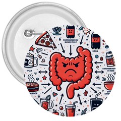 Health Gut Health Intestines Colon Body Liver Human Lung Junk Food Pizza 3  Buttons