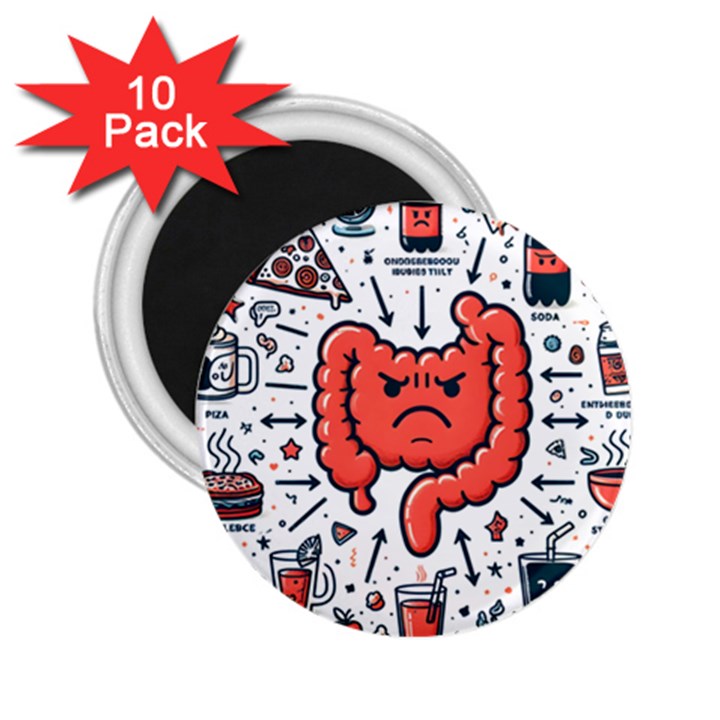 Health Gut Health Intestines Colon Body Liver Human Lung Junk Food Pizza 2.25  Magnets (10 pack) 