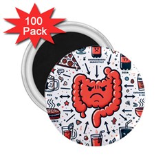 Health Gut Health Intestines Colon Body Liver Human Lung Junk Food Pizza 2 25  Magnets (100 Pack)  by Maspions