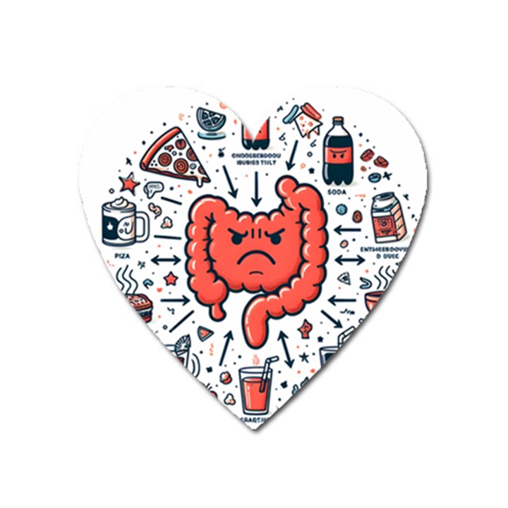 Health Gut Health Intestines Colon Body Liver Human Lung Junk Food Pizza Heart Magnet