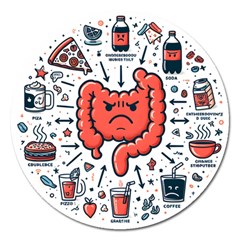 Health Gut Health Intestines Colon Body Liver Human Lung Junk Food Pizza Magnet 5  (round) by Maspions