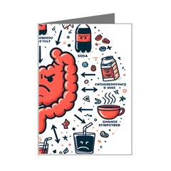 Health Gut Health Intestines Colon Body Liver Human Lung Junk Food Pizza Mini Greeting Card