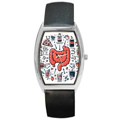 Health Gut Health Intestines Colon Body Liver Human Lung Junk Food Pizza Barrel Style Metal Watch by Maspions