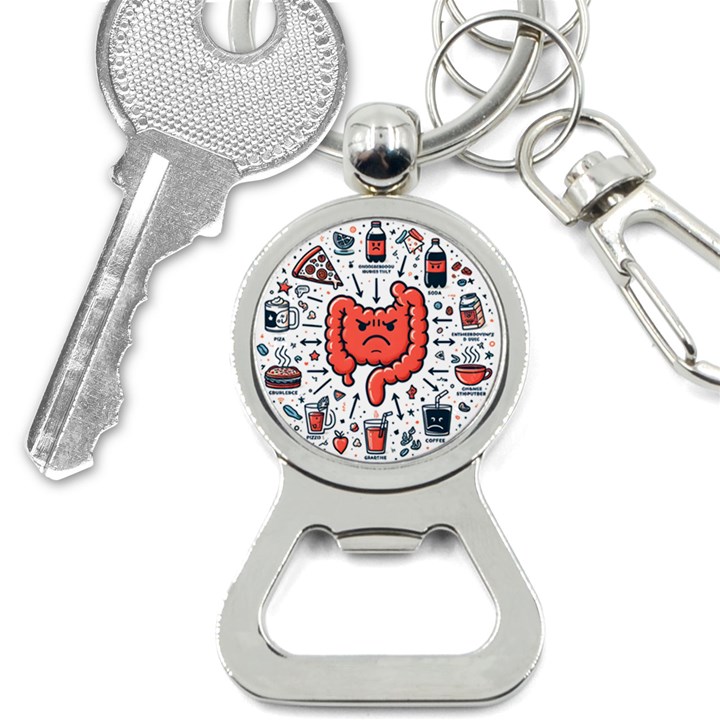 Health Gut Health Intestines Colon Body Liver Human Lung Junk Food Pizza Bottle Opener Key Chain