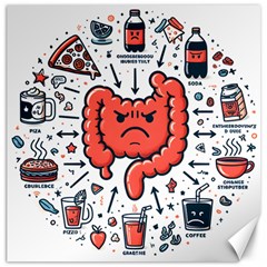 Health Gut Health Intestines Colon Body Liver Human Lung Junk Food Pizza Canvas 12  X 12  by Maspions