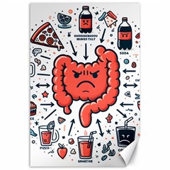 Health Gut Health Intestines Colon Body Liver Human Lung Junk Food Pizza Canvas 24  X 36  by Maspions