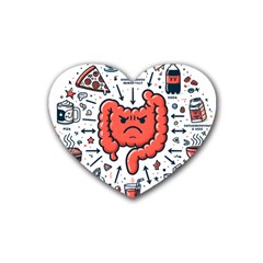 Health Gut Health Intestines Colon Body Liver Human Lung Junk Food Pizza Rubber Heart Coaster (4 Pack)