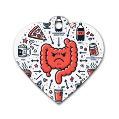 Health Gut Health Intestines Colon Body Liver Human Lung Junk Food Pizza Dog Tag Heart (two Sides) by Maspions