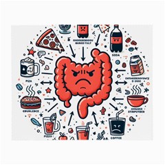 Health Gut Health Intestines Colon Body Liver Human Lung Junk Food Pizza Small Glasses Cloth (2 Sides)