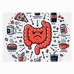 Health Gut Health Intestines Colon Body Liver Human Lung Junk Food Pizza Large Glasses Cloth (2 Sides)