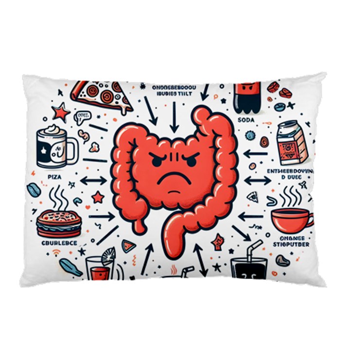 Health Gut Health Intestines Colon Body Liver Human Lung Junk Food Pizza Pillow Case