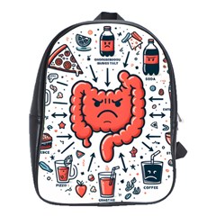 Health Gut Health Intestines Colon Body Liver Human Lung Junk Food Pizza School Bag (large) by Maspions