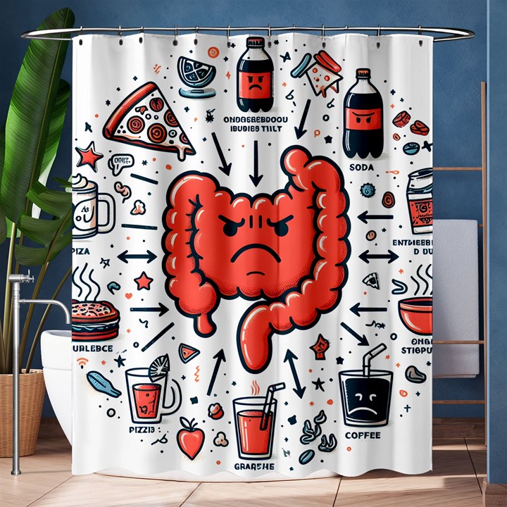 Health Gut Health Intestines Colon Body Liver Human Lung Junk Food Pizza Shower Curtain 60  x 72  (Medium) 