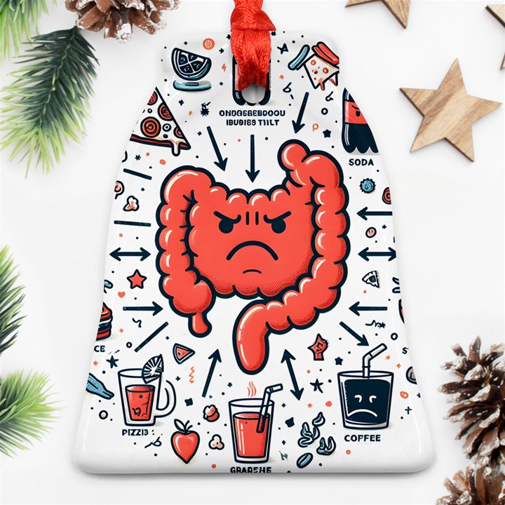 Health Gut Health Intestines Colon Body Liver Human Lung Junk Food Pizza Bell Ornament (Two Sides)