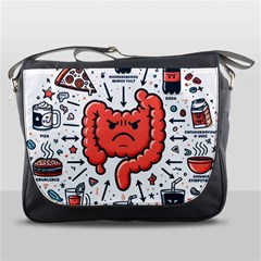 Health Gut Health Intestines Colon Body Liver Human Lung Junk Food Pizza Messenger Bag by Maspions