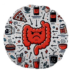 Health Gut Health Intestines Colon Body Liver Human Lung Junk Food Pizza Large 18  Premium Round Cushions