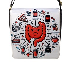 Health Gut Health Intestines Colon Body Liver Human Lung Junk Food Pizza Flap Closure Messenger Bag (l) by Maspions