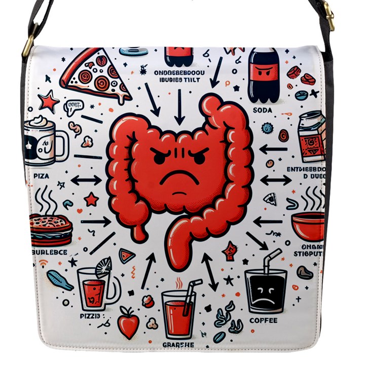 Health Gut Health Intestines Colon Body Liver Human Lung Junk Food Pizza Flap Closure Messenger Bag (S)