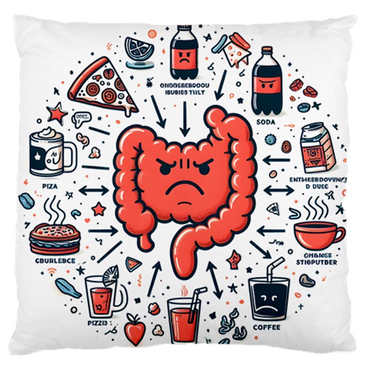 Health Gut Health Intestines Colon Body Liver Human Lung Junk Food Pizza Large Premium Plush Fleece Cushion Case (One Side)