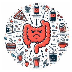 Health Gut Health Intestines Colon Body Liver Human Lung Junk Food Pizza Wooden Puzzle Square