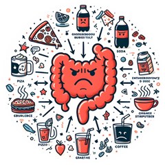 Health Gut Health Intestines Colon Body Liver Human Lung Junk Food Pizza Wooden Puzzle Round