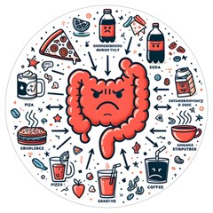 Health Gut Health Intestines Colon Body Liver Human Lung Junk Food Pizza Round Trivet by Maspions