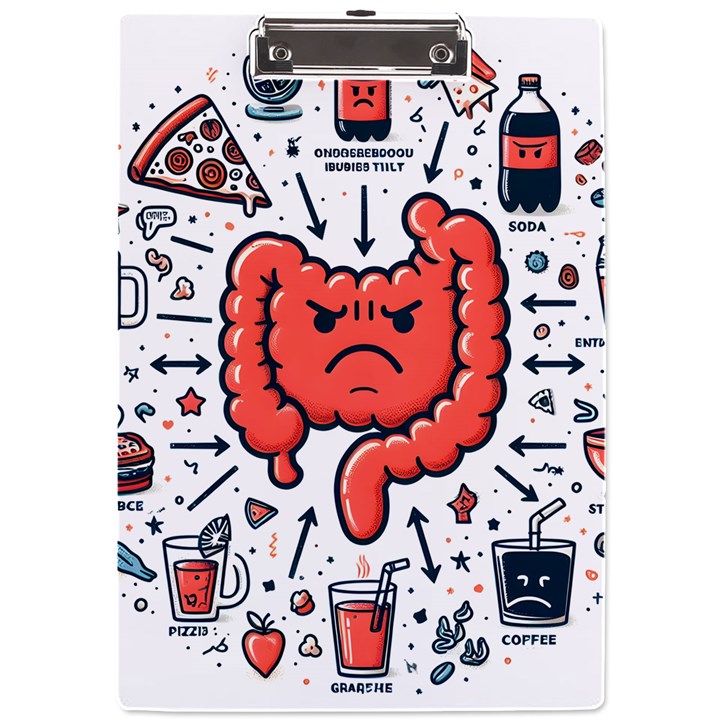 Health Gut Health Intestines Colon Body Liver Human Lung Junk Food Pizza A4 Acrylic Clipboard