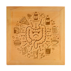 Health Gut Health Intestines Colon Body Liver Human Lung Junk Food Pizza Wood Photo Frame Cube