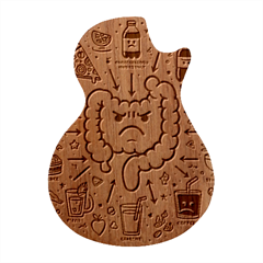 Health Gut Health Intestines Colon Body Liver Human Lung Junk Food Pizza Guitar Shape Wood Guitar Pick Holder Case And Picks Set