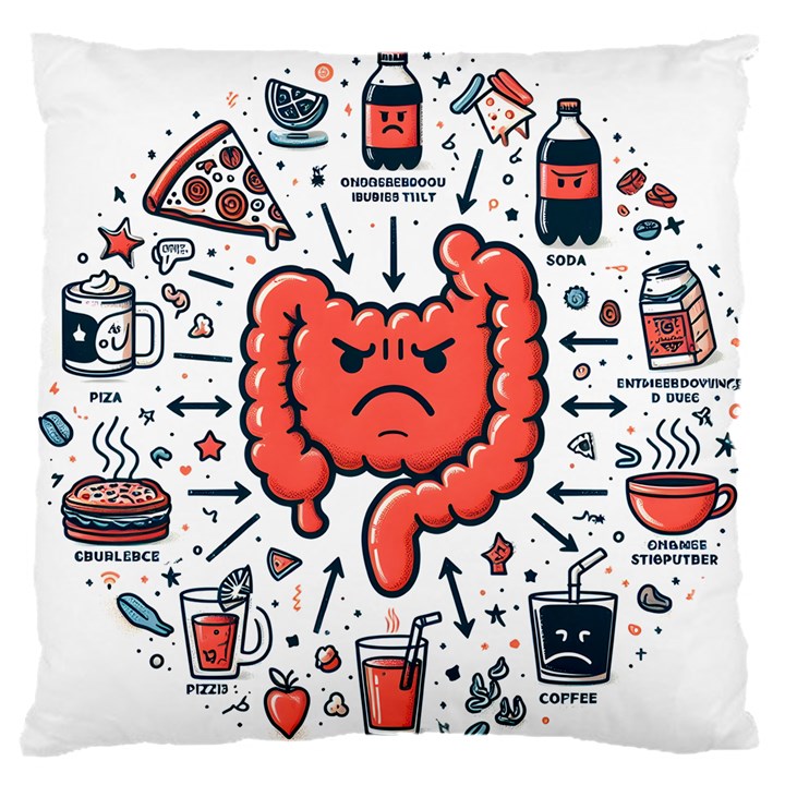 Health Gut Health Intestines Colon Body Liver Human Lung Junk Food Pizza 16  Baby Flannel Cushion Case (Two Sides)