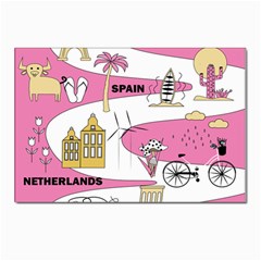 Roadmap Trip Europe Italy Spain France Netherlands Vine Cheese Map Landscape Travel World Journey Postcards 5  X 7  (pkg Of 10) by Maspions