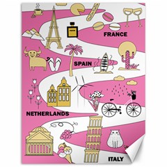 Roadmap Trip Europe Italy Spain France Netherlands Vine Cheese Map Landscape Travel World Journey Canvas 12  X 16  by Maspions