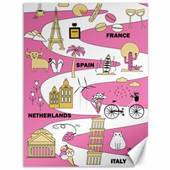 Roadmap Trip Europe Italy Spain France Netherlands Vine Cheese Map Landscape Travel World Journey Canvas 36  X 48  by Maspions