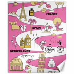 Roadmap Trip Europe Italy Spain France Netherlands Vine Cheese Map Landscape Travel World Journey Canvas 11  X 14  by Maspions