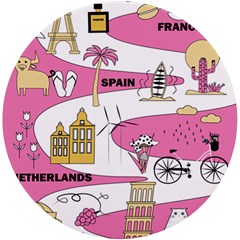 Roadmap Trip Europe Italy Spain France Netherlands Vine Cheese Map Landscape Travel World Journey Uv Print Round Tile Coaster by Maspions