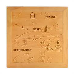 Roadmap Trip Europe Italy Spain France Netherlands Vine Cheese Map Landscape Travel World Journey Wood Photo Frame Cube