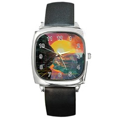 Pretty Art Nice Square Metal Watch