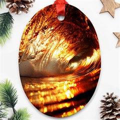 Wave Art Mood Water Sea Beach Ornament (oval)