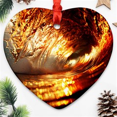 Wave Art Mood Water Sea Beach Heart Ornament (two Sides)