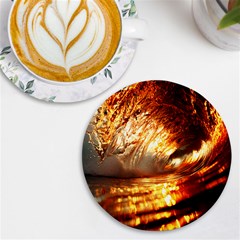 Wave Art Mood Water Sea Beach Uv Print Round Tile Coaster by Maspions